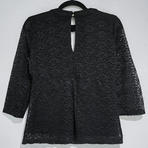 ✨️4/$20. BEBE Black Lace Long Sleeve with Cutout, M - Picture 2 of 9